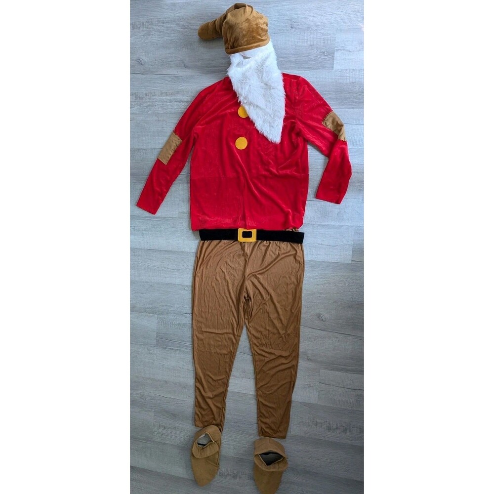 Disney Snow White 7 Dwarfs Grumpy Costume Men's Sz XL Halloween w/ Hat Beard